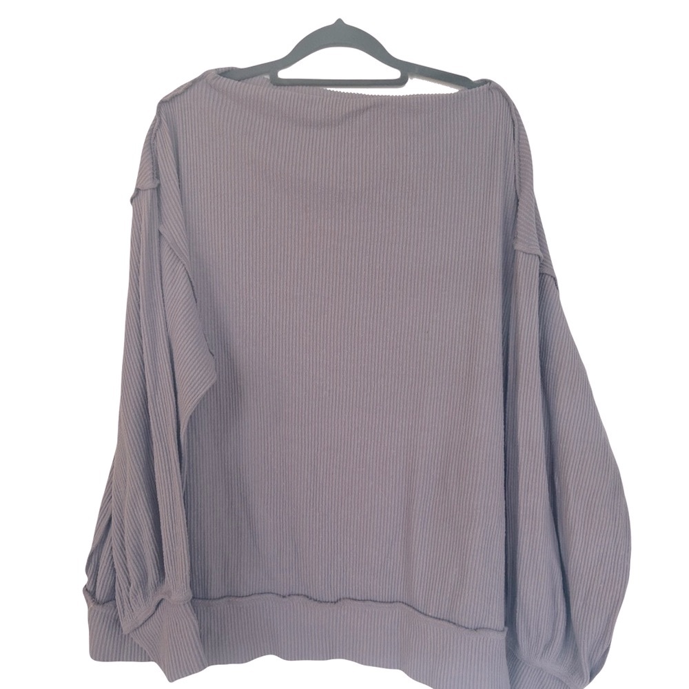 Purple/Gray Ribbed Sweater